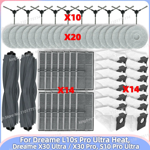 Fit For Dreame L10s Pro Ultra Heat, Dreame Bot X30 Ultra /X30 Pro, S10 Pro Ultra Parts Roller Side Brush Filter Mop Dust Bag Box