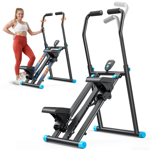 MERACH Stair Stepper New Version Vertical Compact Folding Exercise Climber with Extended Step Range Adjustable Handlebar&Pedals