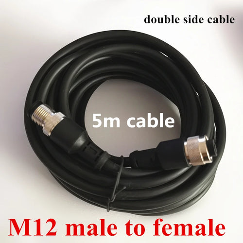 M12 Connector boule side plug 5m Cable plug Male to Female 4P 5P 8Pin PVC line A Type angle & straight