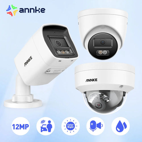 ANNKE 12MP 3K 户外智能双光PoE安防摄像机 彩色红外夜视 内置麦克风 IP67 智能家居 H.265+