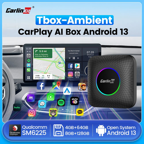 2025 CarlinKit 3合1安卓13迷你CarPlay Ai盒子无线CarPlay盒子安卓自动盒子QCM6125 6225 8核适用于有线AA CP汽车