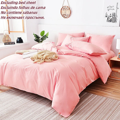 Kuup 3pcs Solid Color Bedding Set Duvet Cover Set Soft Bedding Printing Bed Linen Queen Size Bedding Set Fashion(Without Sheet)