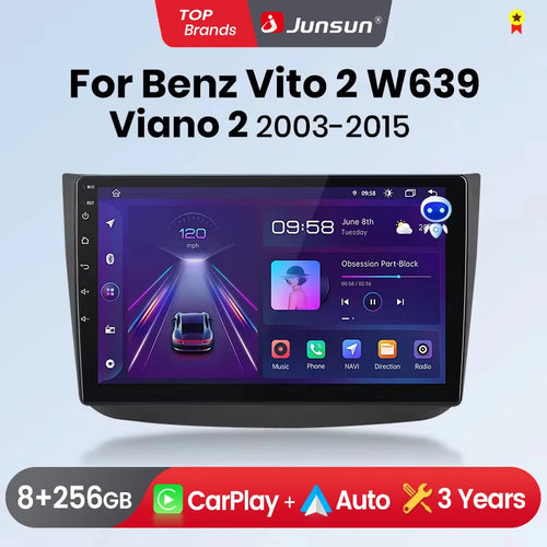 Junsunun CarPlay Android Auto Car Radio for Mercedes-Benz Vito 2 W639 Viano 2 2003-2015 GPS Intelligent Systems Stereo Multimedia