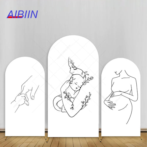 Pregnant Woman Silhouette Arch Backdrop Cover Minimalist Maternity Mother Baby Shower Party Decor Gender Reveal Background