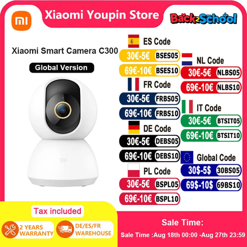 小米智能摄像机C300全球版 2K画质 360°智能安防 300万像素 AI人形侦测