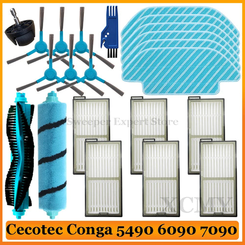 For Cecotec Conga 5490 6090 7090 Robot Vacuum Cleaner Replacement Spare Parts Main Side Brush Hepa Filter Mop Cloth Accessories