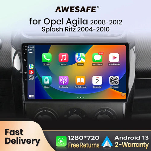 AWESAFE PX9 汽车收音机适用于铃木 Splash Ritz 2004-2010 欧宝 Agila 2008-2012 无线 Carplay 屏幕 Android Auto