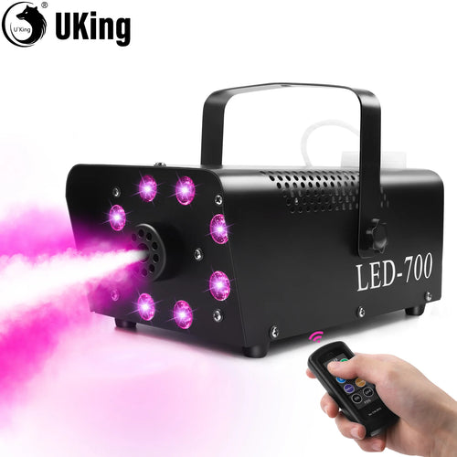 U'King 700W 升级版烟雾机 8颗RGB彩色LED喷雾器 无线遥控烟雾机 适用于DJ迪斯科婚礼派对