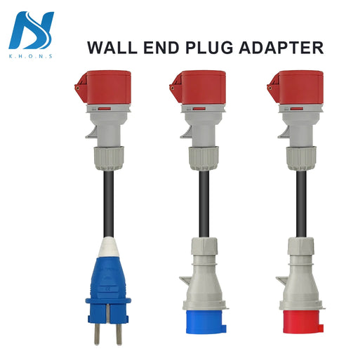 Khons EV Portable Charger Schuko Plug To CEE Red Power Female Plug Socket Adapter Blue CEE Connect With 32A 16A 3Phase 22KW 11KW