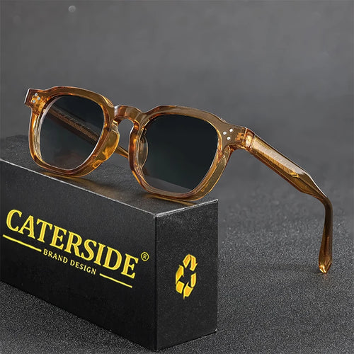 CATERSIDE Retro Punk Men Sunglasses Small Frame Square Personalized Design Sun Glasses Women Travel Party Business Festival Gift