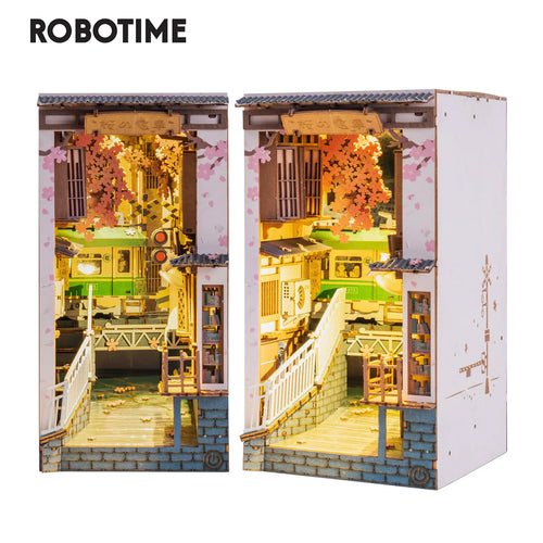 Robotime Rolife书档系列书中小屋 4款DIY木制微缩屋家具 樱花电车 TGB01 跨境直供