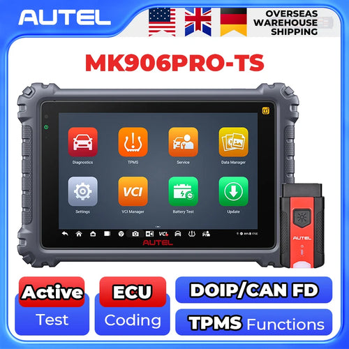 Autel MaxiCOM MK906 Pro-TS 全功能胎压监测系统汽车诊断仪 胎压传感器编程器 CAN FD DoIP ECU 编码工具 PK MK906PRO
