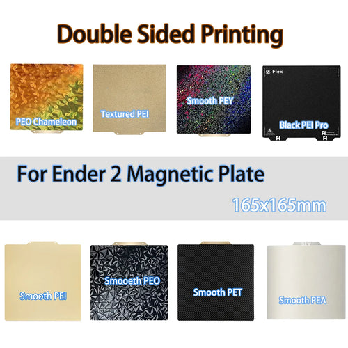 ENERGETIC 165x165mm Ender-2 升级版黑色PEI Pro双面纹理PEI PET PEO PEY弹簧钢板磁性底座