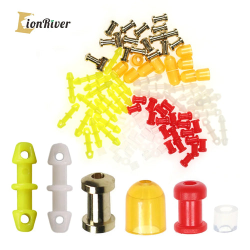 LIONRIVER 500pcs Plastic Copper Slide Parts Snapper Skirts and Rubber Tie Fixed For Freshwater Saltwater Fishing Equipment