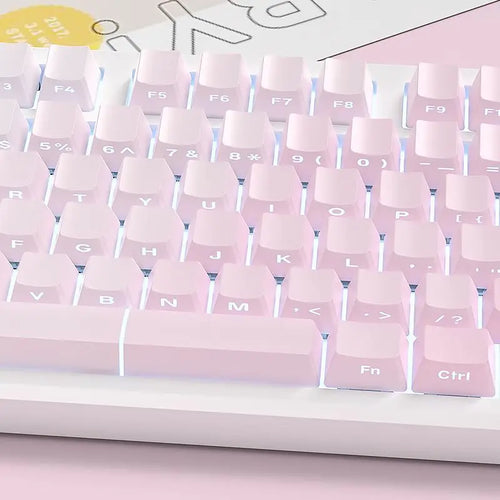 Side Printed RGB Backlit Keycaps Sakura Pink Double Shot PBT Keycaps Cherry Profile for Cherry MX Switches Mechanical Keyboard