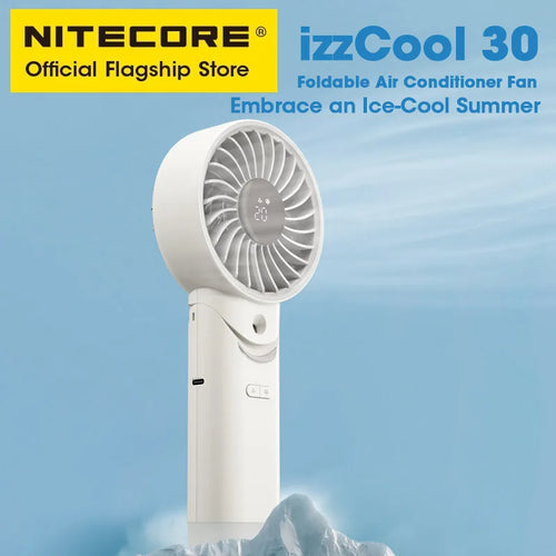 NITECORE izzcool 30 Foldable Air Conditioner Fan EDC Portable Camping Handheld Fan USB-C Rechargeable Cooling Spray Mist Cooler