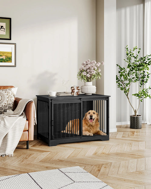 The Canine Estate | Modern Wooden Dog Crate Furniture with Sliding Door