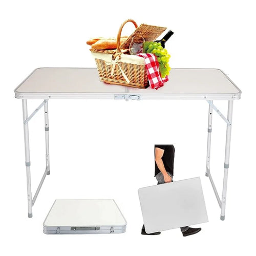 Camping Aluminium Folding Table|Camping Table|Height Adjustable|Portable with Carrying Handle|For Picnic/Kitchen/Garden
