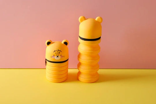 Leopard Telescopic Pop Up Silicone Pen Holder Pencil Cases