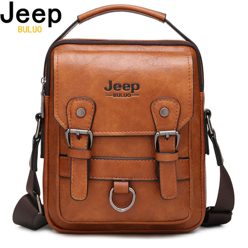 JEEP BULUO Brand New Man's Crossbody Shoulder Bag Multi-function Men Handbags Large Capacity Split Leather Bag For Man Travel