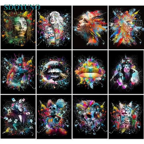 SDOYUNO 60x75cm Painting By Numbers Frameless Colourful Figure Paint By Numbers On Canvas DIY Number Painting Animals Home Decor