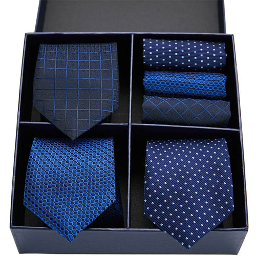 Gift box packing Silk Ties For Men Novelty Hanky Set 3 Styles Men's Tie Formal Red Cravat for Wedding Business Necktie