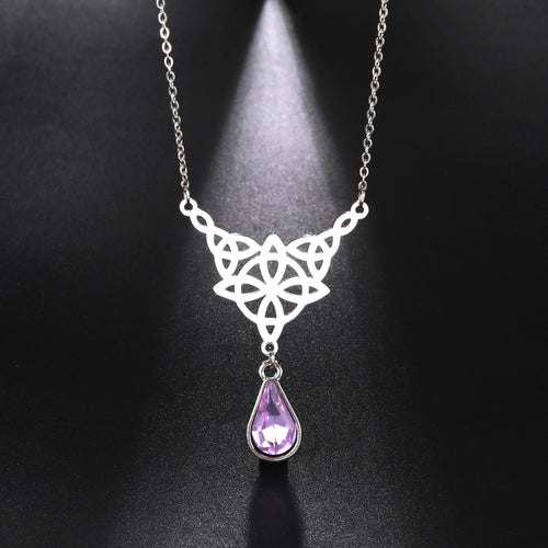LIKGREAT Celtics Knot Wicca Triquetra Pendant Necklace Pearl Crystal Rhinestone Chain Choker Necklaces for Women Vintage Jewelry