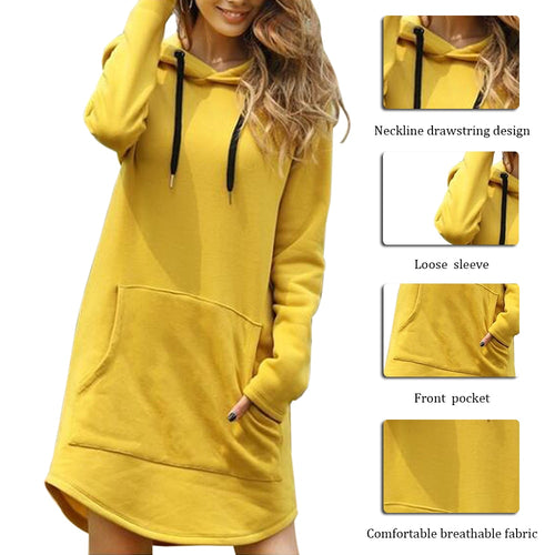 New Hoodie Women Dress Casual Hooded Pocket Long Sleeve Pullover Sweatshirts Womens Fashion Hooded Autumn Winter Dropshipping