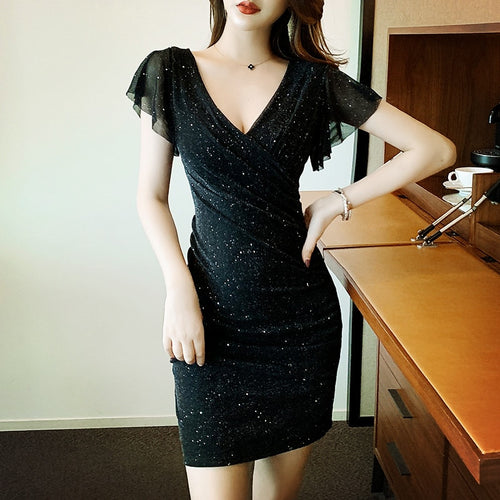 夏季新款女装赫本风小黑裙修身显瘦夜店装小个子短款包臀性感连衣裙