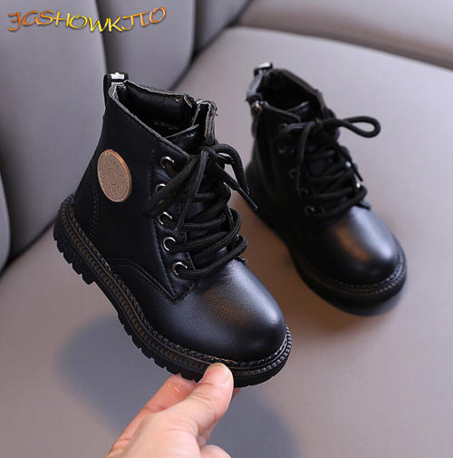 Kids Martin Boots Boys Shoes Autumn Winter Leather Children Boots Fashion Toddler Girls Boots Warm Winter Boots Kids Snow Shoes