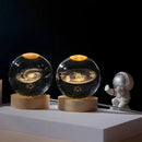 3D月亮水晶球天文星系太阳系土星发光球雪玻璃球夜灯家居桌面装饰
