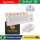 机械键盘套件和游戏鼠标 3200 DPI 有线 ABNT2 灯光 LED RGB 青轴 60% 白色 Be-k1 Luuk Young
