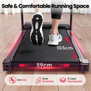电动跑步机家用小型折叠跑步机，速度高达12公里/小时，带LED显示屏、App和平板支架，适用于家庭办公