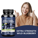 野生蓝莓胶囊 - 有益大脑和心血管健康，保护视力，抗氧化剂 - 120粒