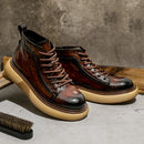 DESAI Mens Winter New Genuine Leather Boots Non-Slip Heels Fashion Men's Work Shoes Outdoor Warm Boots Thick Bottom Gifts