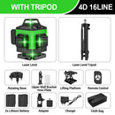 Self-Leveling Laser Level 16 Line 4D with Magnetic Base, 360 ° Rotatable, for Home Renovation, Construction, Carpentry