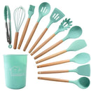 12 Piece Set Kitchen Accessories Cooking Tools Silicone Cooking Utensils Kitchen Utensil Set with Wooden Handle