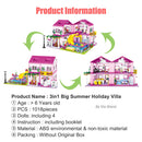Friends City House Summer Holiday Villa Castle Building Blocks Sets Figures Swimming Pool DIY Toys for Kids Girls Christmas Gift