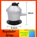 【Pieza or Kit】 1.5m Butane Hose with 2 Clamps, 50 Mbar Butane Head, Butane Gas Regulator Kit with 29 Mbar Safety Valve, Complete Sets or Loose Parts, Universal