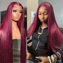 Burgundy 13x4 HD Lace Frontal Human Hair Wig Straight wig 13x6 Lace Front Human Hair Wigs For Women 99J Colored 200 High Density