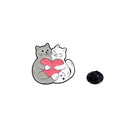 Cute Cartoon Animal Heart Lovers Enamel Brooch Creative Penguin Cat Rabbit Fox Lapel Pin Badge Backpack Clothing Hat Accessories