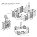 UBRAVOO Foldable Baby Playpen with Basketball Hoop & 50Pcs Coloured Pit Balls,  Toddler and Baby Play pen  fence, 14-Panel