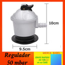 【Pieza or Kit】 1.5m Butane Hose with 2 Clamps, 50 Mbar Butane Head, Butane Gas Regulator Kit with 29 Mbar Safety Valve, Complete Sets or Loose Parts, Universal