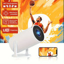 UK Stock White HY300 Smart Projector Android 11.0 H713 Chip WiFi6 Portable Mini Projector 180° Rotatable Bracket 1GB+8GB Home Theater Cinema English Plug 100-240V