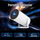 UK Stock White HY300 Smart Projector Android 11.0 H713 Chip WiFi6 Portable Mini Projector 180° Rotatable Bracket 1GB+8GB Home Theater Cinema English Plug 100-240V