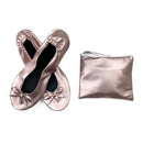 Women's Foldable Portable Ballet Flats Soft Sole Roll Up Slippers Slip OnComfy ancing Flat Shoes for Travel Wedding with Bag