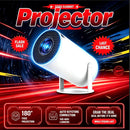 UK Stock White HY300 Smart Projector Android 11.0 H713 Chip WiFi6 Portable Mini Projector 180° Rotatable Bracket 1GB+8GB Home Theater Cinema English Plug 100-240V