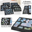 Portable Puzzle Table Felt Puzzle Platform with 6 Drawers 2-In-1 Stand 1000 Piece Puzzle Capacity Lightweight & Easy Store