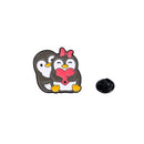 Cute Cartoon Animal Heart Lovers Enamel Brooch Creative Penguin Cat Rabbit Fox Lapel Pin Badge Backpack Clothing Hat Accessories