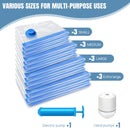 Vacuum Compression Storage Bags for Clothes, 12-Pack with Electric Pump - Reusable Space Saver Bags for Travel, Duvets & Seasonal Storage